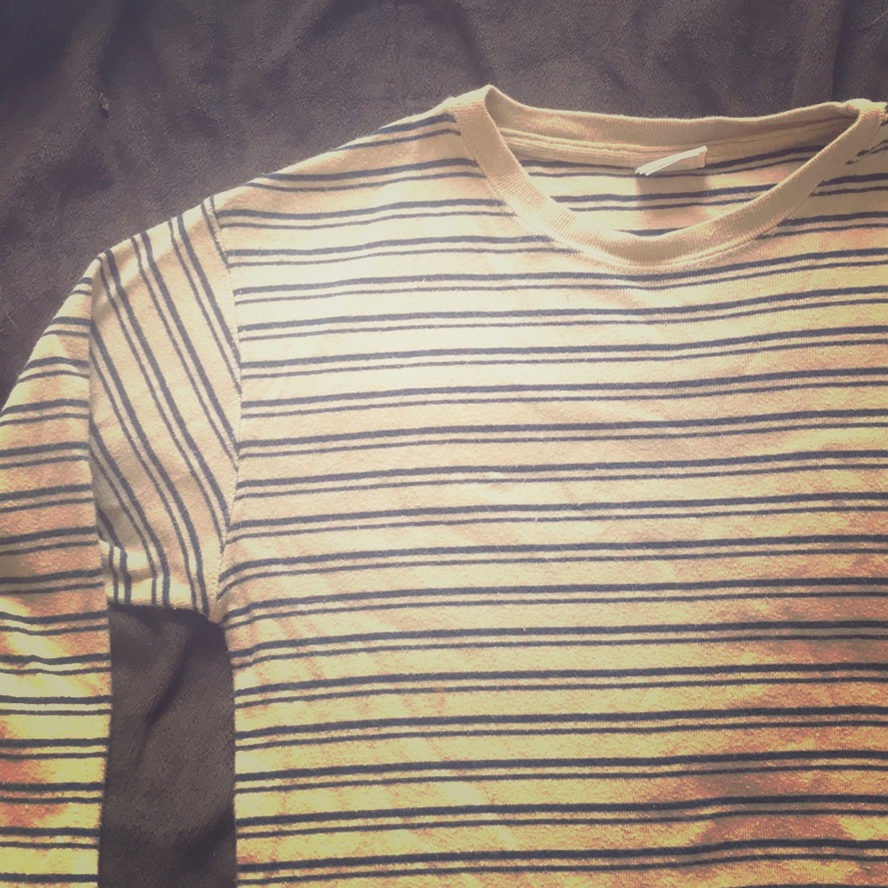 ✐ tan long sleeve navy blue double stripe